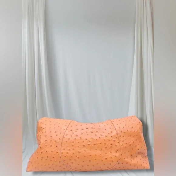 Furla Ostrich Embossed Leather Large Hobo Shoulder Bag Tan Italy - Picture 3 of 9